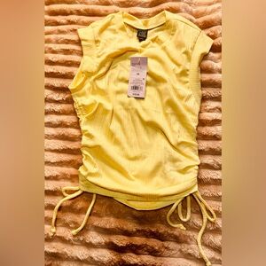 Wild Fable Ribbed Side-Ruched Tank – XS – Yellow 🍋